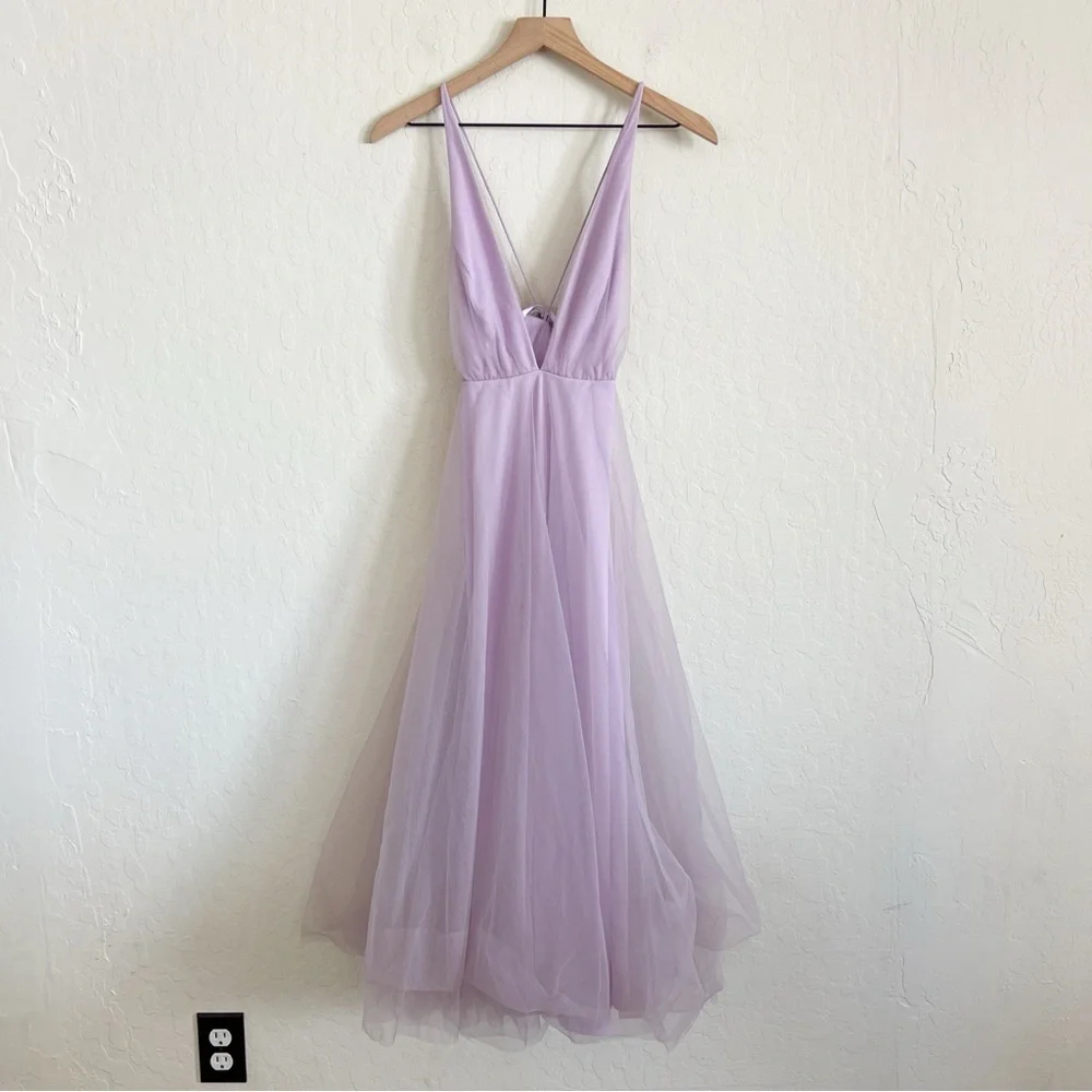 Hello Molly Blush Pink Tulle Midi Dress - Picture 5 of 9